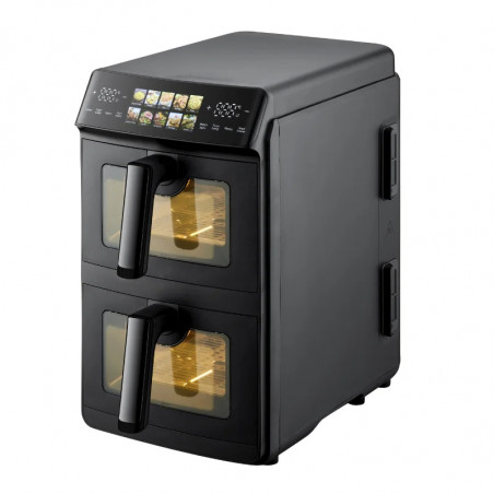 Двоен фритюрник с горещ въздух Just Perfecto JP-AF10DB, 2600 W, 10 л, 10 програми, 80-200 C, Rapid Hot Air Circulation, Синхронизирано готвене, Черен
