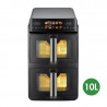 Двоен фритюрник с горещ въздух Just Perfecto JP-AF10DB, 2600 W, 10 л, 10 програми, 80-200 C, Rapid Hot Air Circulation, Синхронизирано готвене, Черен