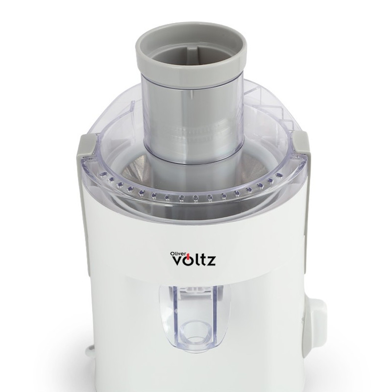 Сокоизстисквачка Oliver Voltz OV51160C, 400W, 600 мл, 2 степени, Голям отвор, Контейнер за отпадъци, Тиха, Бял