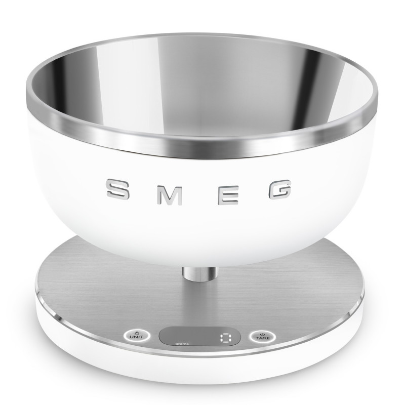Кухненска везна Smeg Collezione KSC01WHMWW, До 5 кг/5 л, ТАРА, LED дисплей, Противоплъзгаща се основа, Автономия до 36 часа, Бял мат