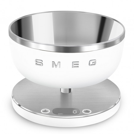 Кухненска везна Smeg Collezione KSC01WHMWW, До 5 кг/5 л, ТАРА, LED дисплей, Противоплъзгаща се основа, Автономия до 36 часа, Бял мат