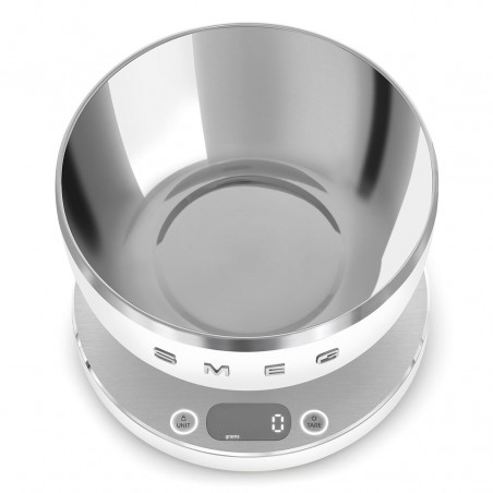 Кухненска везна Smeg Collezione KSC01WHMWW, До 5 кг/5 л, ТАРА, LED дисплей, Противоплъзгаща се основа, Автономия до 36 часа, Бял мат