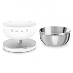 Кухненска везна Smeg Collezione KSC01WHMWW, До 5 кг/5 л, ТАРА, LED дисплей, Противоплъзгаща се основа, Автономия до 36 часа, Бял мат