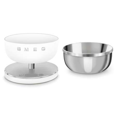 Кухненска везна Smeg Collezione KSC01WHMWW, До 5 кг/5 л, ТАРА, LED дисплей, Противоплъзгаща се основа, Автономия до 36 часа, Бял мат