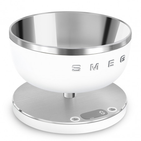 Кухненска везна Smeg Collezione KSC01WHMWW, До 5 кг/5 л, ТАРА, LED дисплей, Противоплъзгаща се основа, Автономия до 36 часа, Бял мат