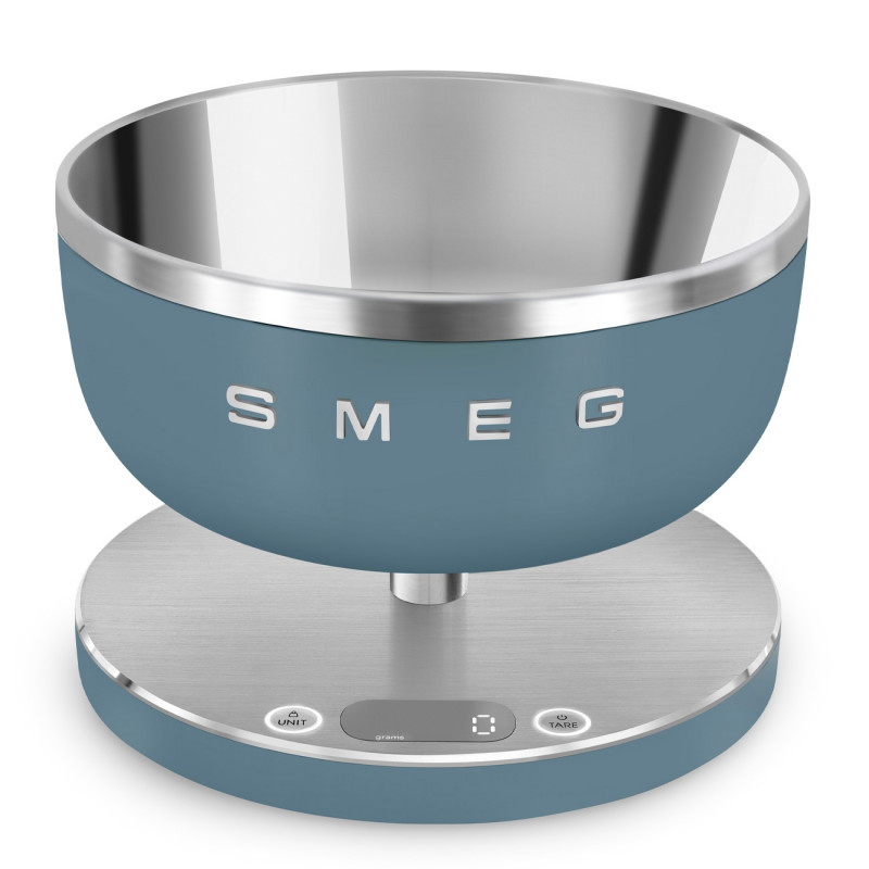 Кухненска везна Smeg Collezione KSC01SBMWW, До 5 кг/5 л, ТАРА, LED дисплей, Противоплъзгаща се основа, Автономия до 36 часа, Буреносно синьо