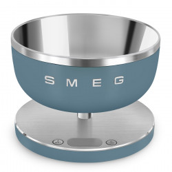 Кухненска везна Smeg Collezione KSC01SBMWW, До 5 кг/5 л, ТАРА, LED дисплей, Противоплъзгаща се основа, Автономия до 36 часа, Буреносно синьо