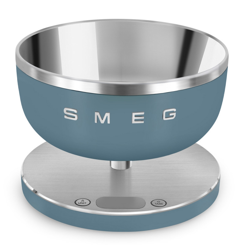 Кухненска везна Smeg Collezione KSC01SBMWW, До 5 кг/5 л, ТАРА, LED дисплей, Противоплъзгаща се основа, Автономия до 36 часа, Буреносно синьо