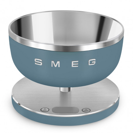 Кухненска везна Smeg Collezione KSC01SBMWW, До 5 кг/5 л, ТАРА, LED дисплей, Противоплъзгаща се основа, Автономия до 36 часа, Буреносно синьо