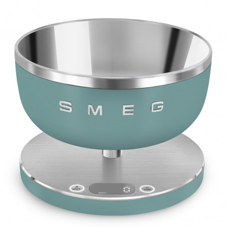 Кухненска везна Smeg Collezione KSC01EGMWW, До 5 кг/5 л, ТАРА, LED дисплей, Противоплъзгаща се основа, Автономия до 36 часа, Изумрудено зелен