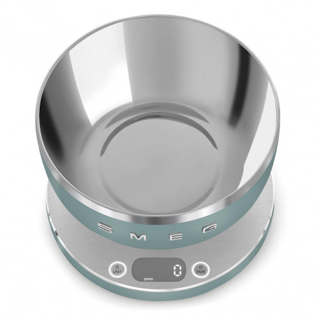 Кухненска везна Smeg Collezione KSC01EGMWW, До 5 кг/5 л, ТАРА, LED дисплей, Противоплъзгаща се основа, Автономия до 36 часа, Изумрудено зелен