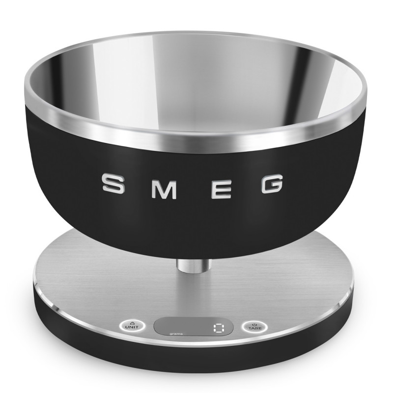 Кухненска везна Smeg Collezione KSC01BLMWW, До 5 кг/5 л, ТАРА, LED дисплей, Противоплъзгаща се основа, Автономия до 36 часа, Черен мат