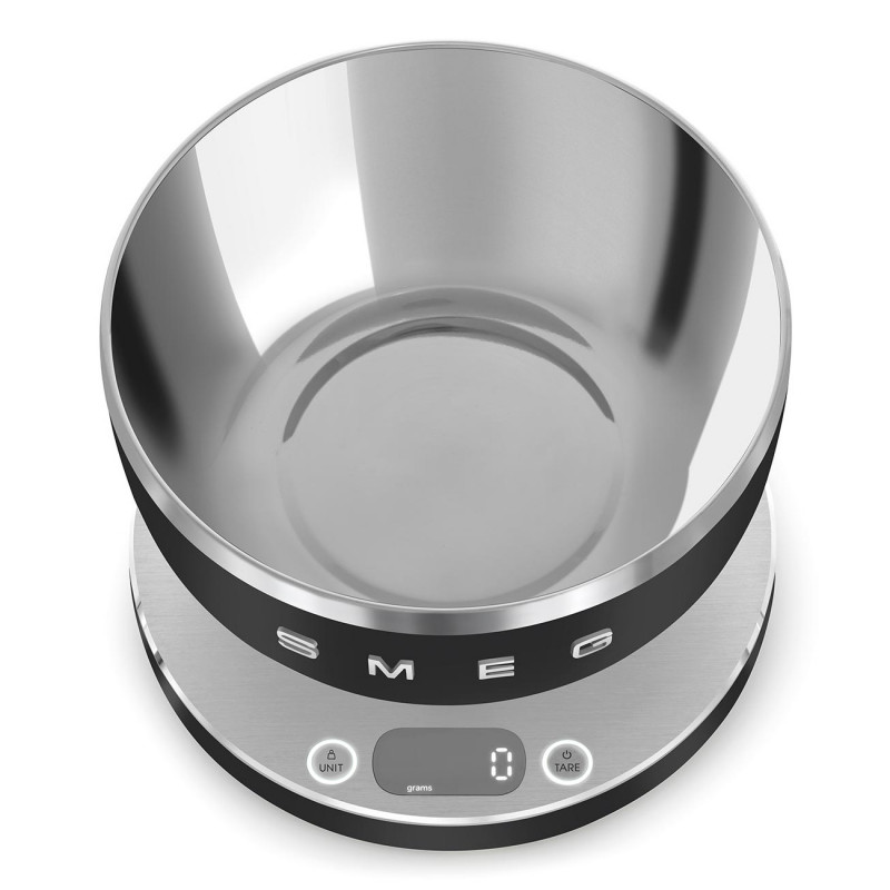Кухненска везна Smeg Collezione KSC01BLMWW, До 5 кг/5 л, ТАРА, LED дисплей, Противоплъзгаща се основа, Автономия до 36 часа, Черен мат
