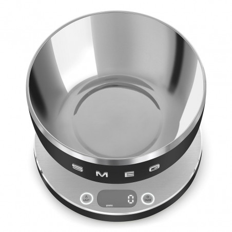 Кухненска везна Smeg Collezione KSC01BLMWW, До 5 кг/5 л, ТАРА, LED дисплей, Противоплъзгаща се основа, Автономия до 36 часа, Черен мат