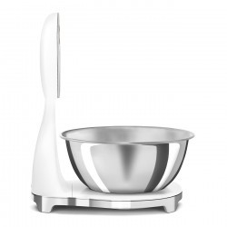 Кухненска везна Smeg KSF01WHWW, Аналогов и дигитален дисплей, До 5 кг/5 л, ТАРА, LED дисплей, Противоплъзгаща се основа, Автономия до 36 часа, Бял мат