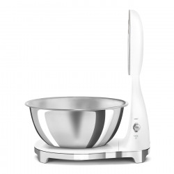 Кухненска везна Smeg KSF01WHWW, Аналогов и дигитален дисплей, До 5 кг/5 л, ТАРА, LED дисплей, Противоплъзгаща се основа, Автономия до 36 часа, Бял мат