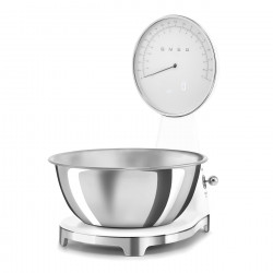 Кухненска везна Smeg KSF01WHWW, Аналогов и дигитален дисплей, До 5 кг/5 л, ТАРА, LED дисплей, Противоплъзгаща се основа, Автономия до 36 часа, Бял мат