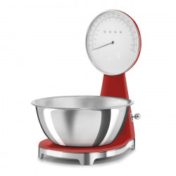 Кухненска везна Smeg KSF01RDWW, Аналогов и дигитален дисплей, До 5 кг/5 л, ТАРА, LED дисплей, Противоплъзгаща се основа, Автономия до 36 часа, Червен