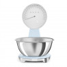 Кухненска везна Smeg KSF01PBWW, Аналогов и дигитален дисплей, До 5 кг/5 л, ТАРА, LED дисплей, Противоплъзгаща се основа, Автономия до 36 часа, Пастелно син