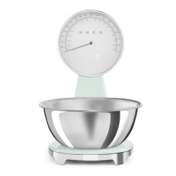 Кухненска везна Smeg KSF01PGWW, Аналогов и дигитален дисплей, До 5 кг/5 л, ТАРА, LED дисплей, Противоплъзгаща се основа, Автономия до 36 часа, Пастелно зелен