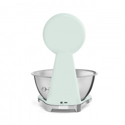 Кухненска везна Smeg KSF01PGWW, Аналогов и дигитален дисплей, До 5 кг/5 л, ТАРА, LED дисплей, Противоплъзгаща се основа, Автономия до 36 часа, Пастелно зелен
