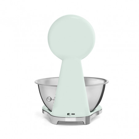 Кухненска везна Smeg KSF01PGWW, Аналогов и дигитален дисплей, До 5 кг/5 л, ТАРА, LED дисплей, Противоплъзгаща се основа, Автономия до 36 часа, Пастелно зелен