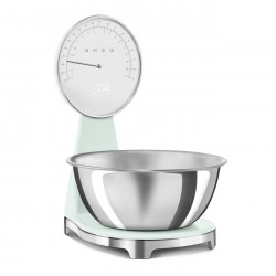 Кухненска везна Smeg KSF01PGWW, Аналогов и дигитален дисплей, До 5 кг/5 л, ТАРА, LED дисплей, Противоплъзгаща се основа, Автономия до 36 часа, Пастелно зелен