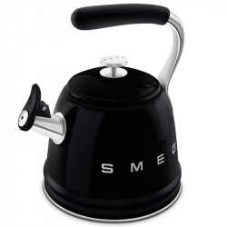 Свирещ чайник Smeg CKLW2001BL,  2.3 л, Индукция, Ненагряваща се дръжка, Стомана, Черен