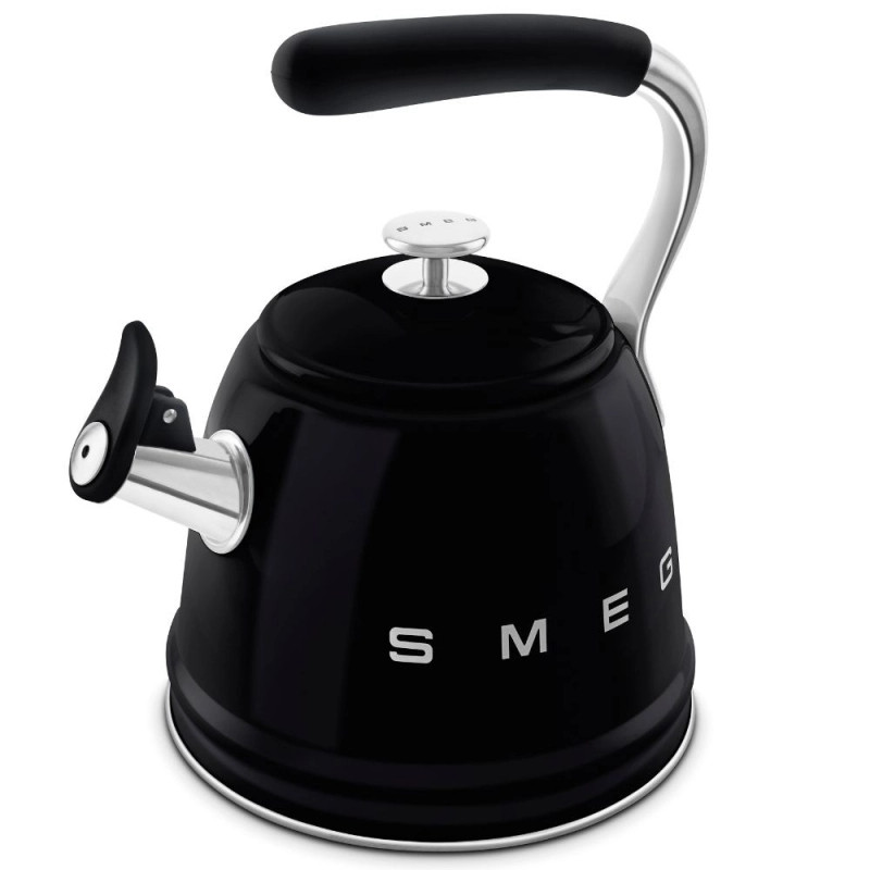 Свирещ чайник Smeg CKLW2001BL,  2.3 л, Индукция, Ненагряваща се дръжка, Стомана, Черен