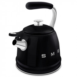 Свирещ чайник Smeg CKLW2001BL,  2.3 л, Индукция, Ненагряваща се дръжка, Стомана, Черен