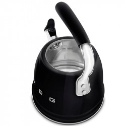 Свирещ чайник Smeg CKLW2001BL,  2.3 л, Индукция, Ненагряваща се дръжка, Стомана, Черен