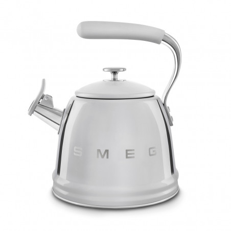 Свирещ чайник Smeg WKF01SS, 2.3 л,Индукция, Ненагряваща се дръжка, Стомана, Сребрист
