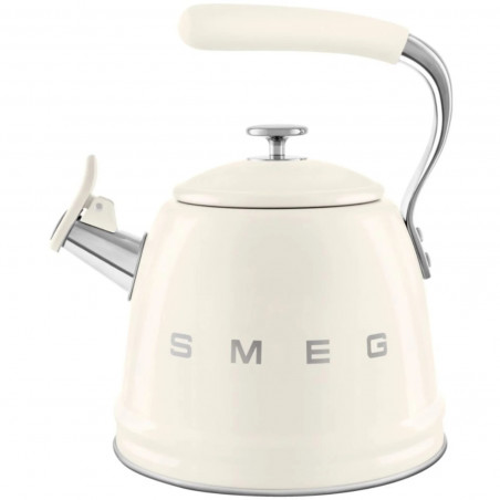 Свирещ чайник Smeg WKF01CR, 2.3 л, Индукция, Ненагряваща се дръжка, Стомана, Крем