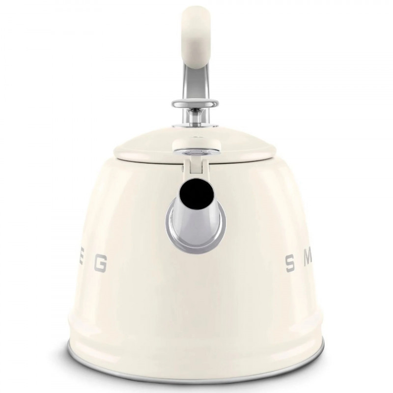 Свирещ чайник Smeg WKF01CR, 2.3 л, Индукция, Ненагряваща се дръжка, Стомана, Крем