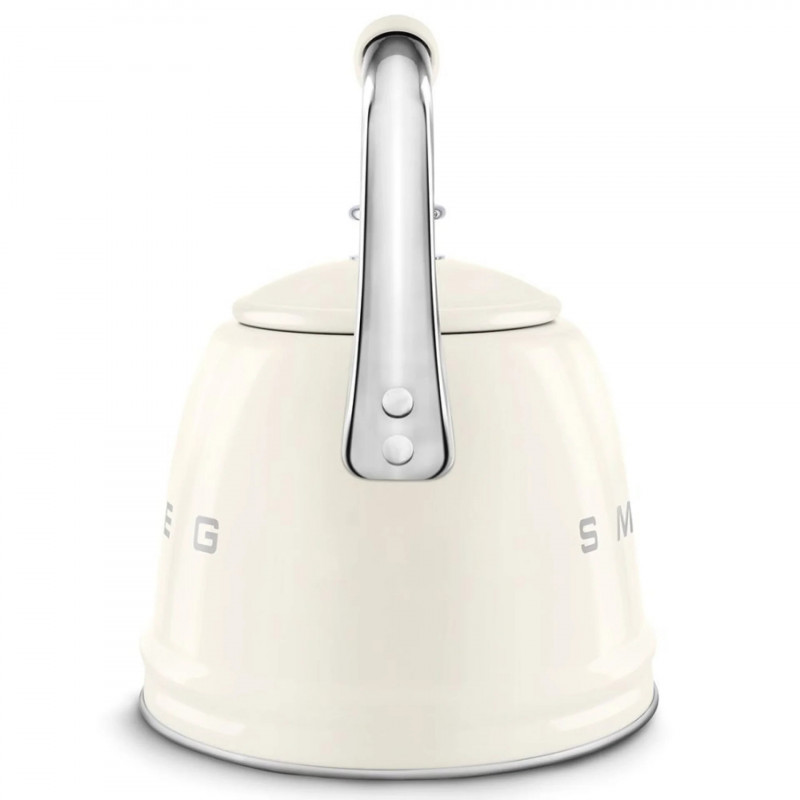 Свирещ чайник Smeg WKF01CR, 2.3 л, Индукция, Ненагряваща се дръжка, Стомана, Крем