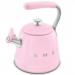 Свирещ чайник Smeg WKF01PK, 2.3 л, Индукция, Ненагряваща се дръжка, Стомана, Розов
