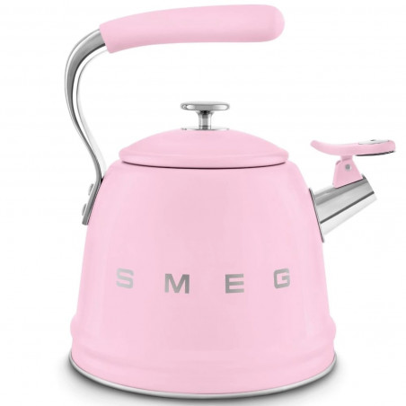 Свирещ чайник Smeg WKF01PK, 2.3 л, Индукция, Ненагряваща се дръжка, Стомана, Розов