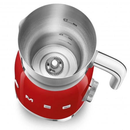 Уред за разпенване на мляко Smeg MFF11RDEU, 500 W, 600 мл, 8 програми, Подвижна кана, Автоматично изключване, Червен