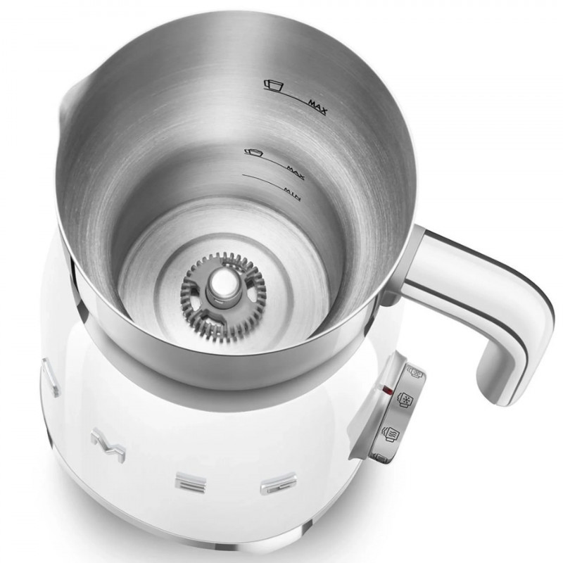 Уред за разпенване на мляко Smeg MFF11WHEU, 500 W, 600 мл, 8 програми, Подвижна кана, Автоматично изключване, Бял