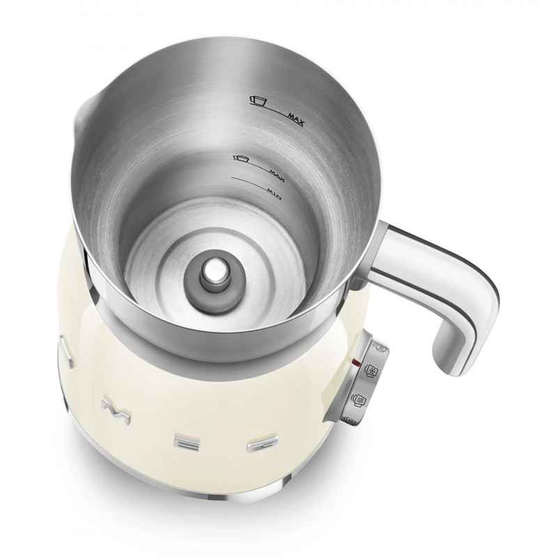 Уред за разпенване на мляко Smeg MFF11CREU, 500 W, 600 мл, 8 програми, Подвижна кана, Автоматично изключване, Крем