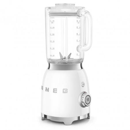 Блендер Smeg BLF03WHEU, 800W, 1.5 л, 18000 об/мин, 4 програми, 4 скорости + Пулс, Неръждаема стомана, Бял