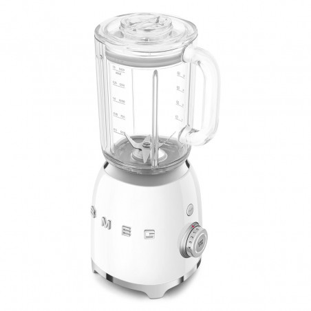 Блендер Smeg BLF03WHEU, 800W, 1.5 л, 18000 об/мин, 4 програми, 4 скорости + Пулс, Неръждаема стомана, Бял