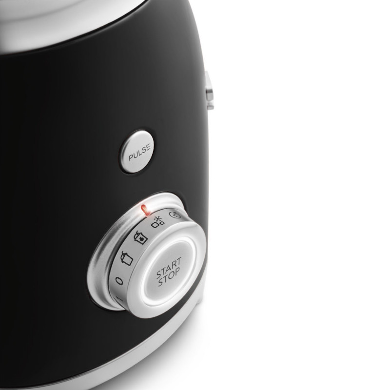 Блендер Smeg BLF03BLEU, 800W, 1.5 л, 18000 об/мин, 4 програми, 4 скорости + Пулс, Неръждаема стомана, Черен