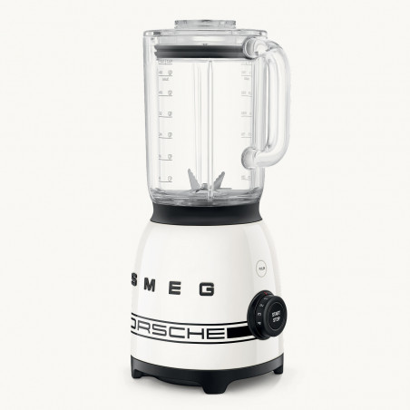 Блендер Smeg Porsche BLF03PCWEU, 800W, 1.5 л, 18000 об/мин, 4 програми, 4 скорости + Пулс, Неръждаема стомана, Бял