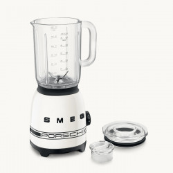 Блендер Smeg Porsche BLF03PCWEU, 800W, 1.5 л, 18000 об/мин, 4 програми, 4 скорости + Пулс, Неръждаема стомана, Бял