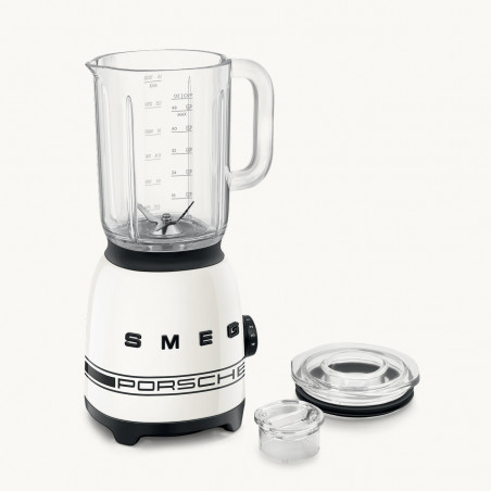 Блендер Smeg Porsche BLF03PCWEU, 800W, 1.5 л, 18000 об/мин, 4 програми, 4 скорости + Пулс, Неръждаема стомана, Бял