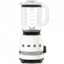 Блендер Smeg Porsche BLF03PCWEU, 800W, 1.5 л, 18000 об/мин, 4 програми, 4 скорости + Пулс, Неръждаема стомана, Бял