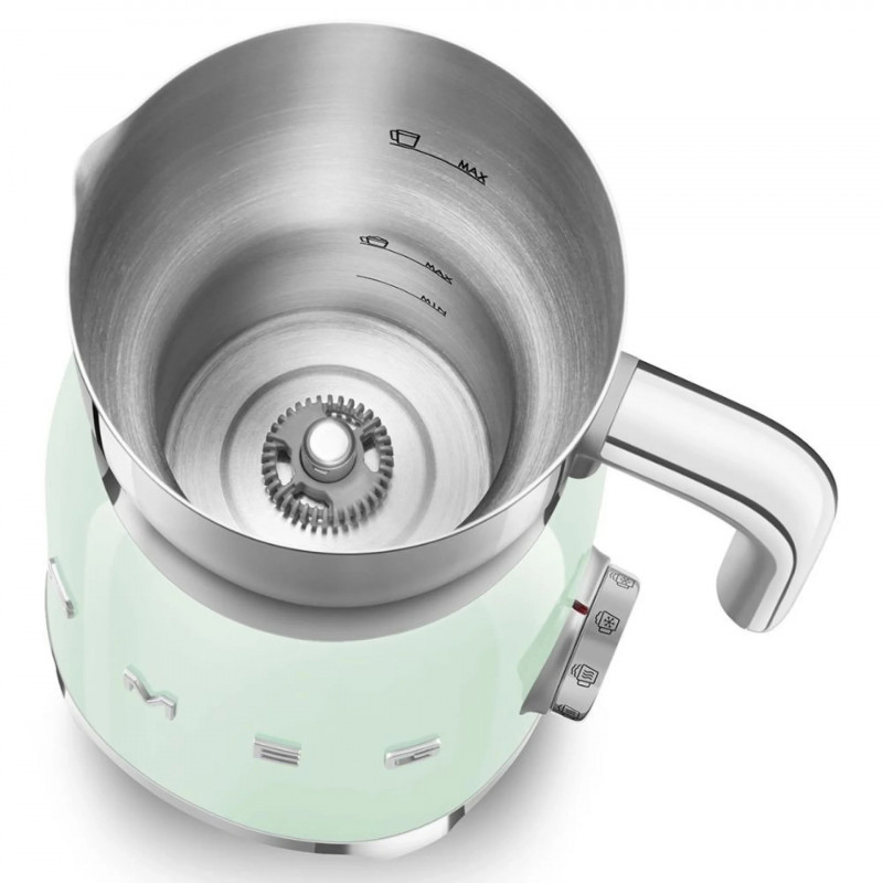 Уред за разпенване на мляко Smeg MFF11PGEU, 500 W, 600 мл, 8 програми, Подвижна кана, Автоматично изключване, Пастелно Зелен