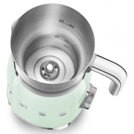 Уред за разпенване на мляко Smeg MFF11PGEU, 500 W, 600 мл, 8 програми, Подвижна кана, Автоматично изключване, Пастелно Зелен