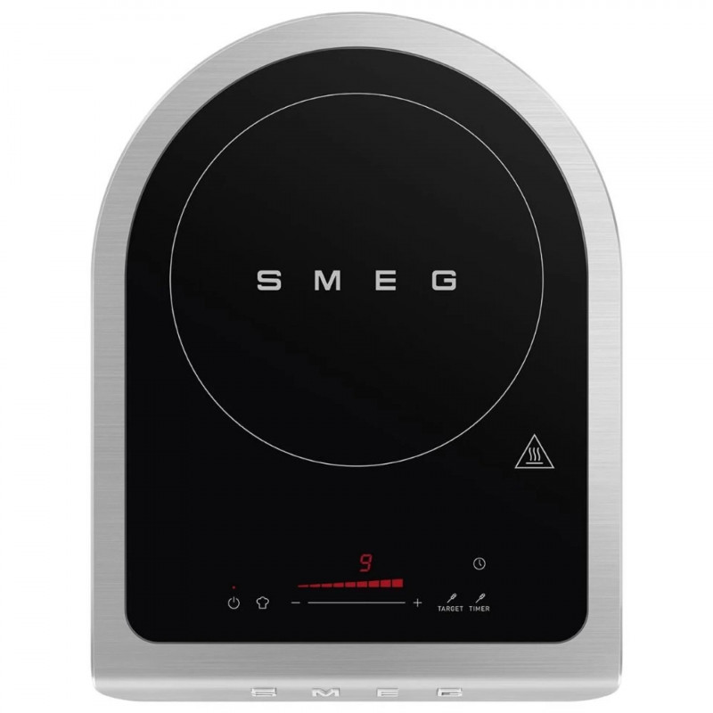 Преносим индукционен котлон Smeg PIC01BLMEU, 2100 W, Керамично стъкло, Черен мат